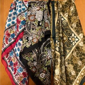 Floral Patterned Scarves - Multicolor Set of 7